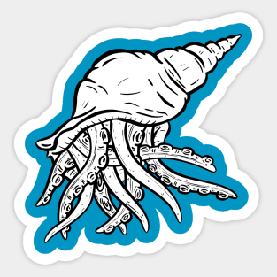 Octopus Tentacles in A Conch Seashell Illustration Logo Sticker